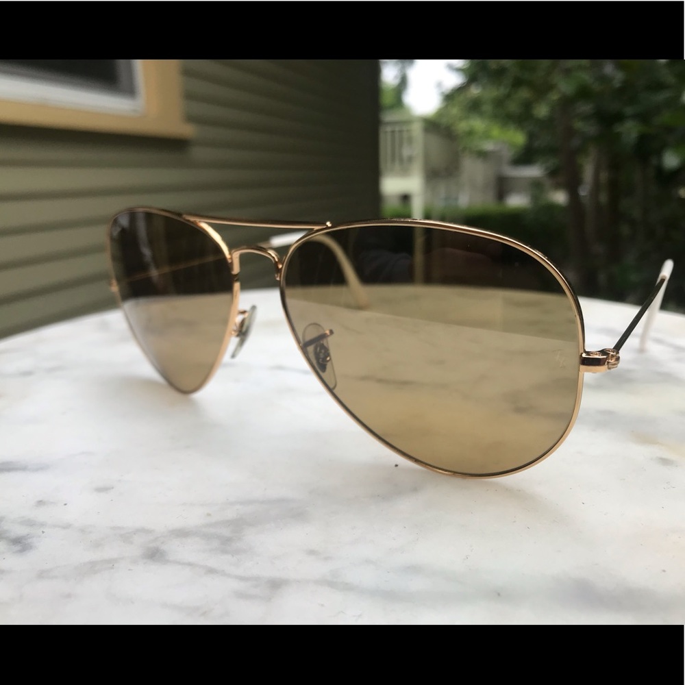 RayBan Gold Aviator Gradient Sunglasses
